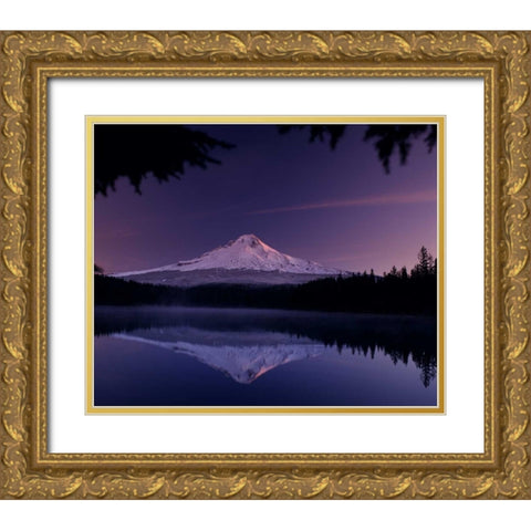 Trillium Lake Gold Ornate Wood Framed Art Print with Double Matting by Leahy, Ike
