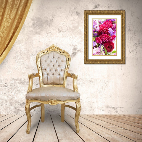 Fuschia Dalhia I Gold Ornate Wood Framed Art Print with Double Matting by Love, Maureen
