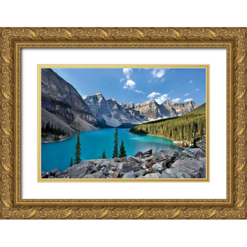 Moraine Lake II Gold Ornate Wood Framed Art Print with Double Matting by Malvin, Larry