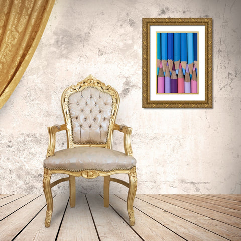 Colored Pencils II Gold Ornate Wood Framed Art Print with Double Matting by Mahan, Kathy