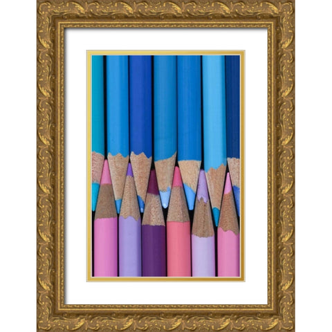 Colored Pencils II Gold Ornate Wood Framed Art Print with Double Matting by Mahan, Kathy