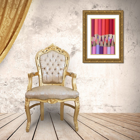 Colored Pencils V Gold Ornate Wood Framed Art Print with Double Matting by Mahan, Kathy