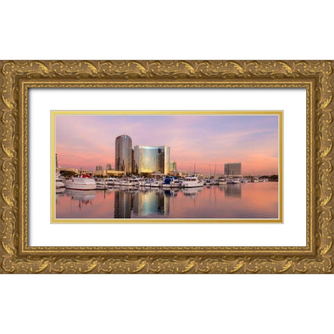 San Diego Waterfront II Gold Ornate Wood Framed Art Print with Double Matting by Mahan, Kathy