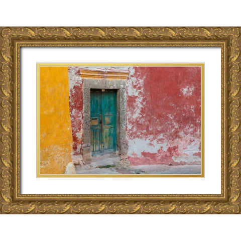 Colorful Door Gold Ornate Wood Framed Art Print with Double Matting by Mahan, Kathy