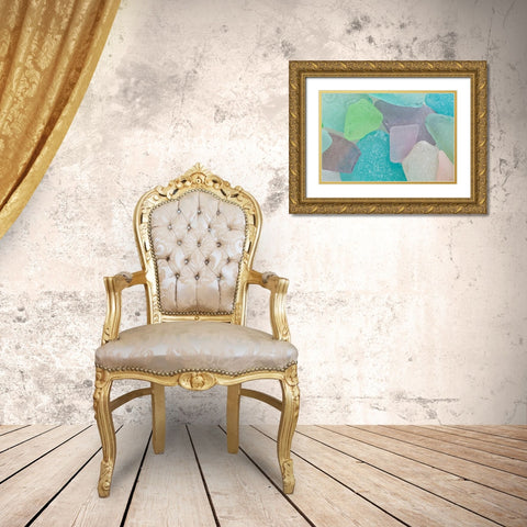 Beach Glass II Gold Ornate Wood Framed Art Print with Double Matting by Mahan, Kathy