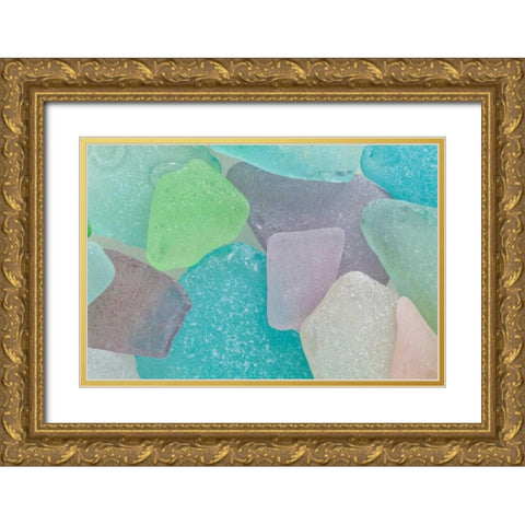 Beach Glass II Gold Ornate Wood Framed Art Print with Double Matting by Mahan, Kathy