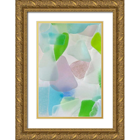 Beach Glass III Gold Ornate Wood Framed Art Print with Double Matting by Mahan, Kathy