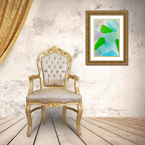 Beach Glass IV Gold Ornate Wood Framed Art Print with Double Matting by Mahan, Kathy