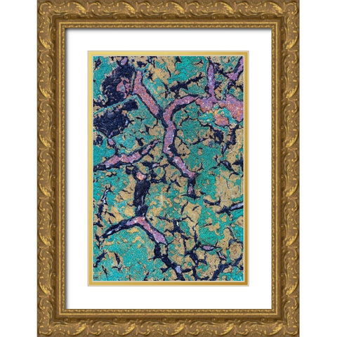 The Art of Peeling Paint II Gold Ornate Wood Framed Art Print with Double Matting by Mahan, Kathy