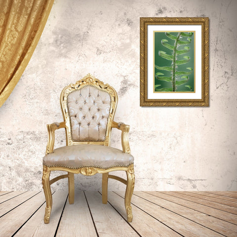 Sword Fern in Spring II Gold Ornate Wood Framed Art Print with Double Matting by Mahan, Kathy