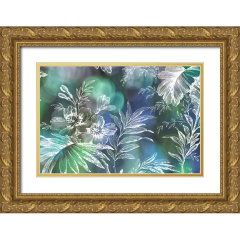 Floral Bokeh III Gold Ornate Wood Framed Art Print with Double Matting by Mahan, Kathy