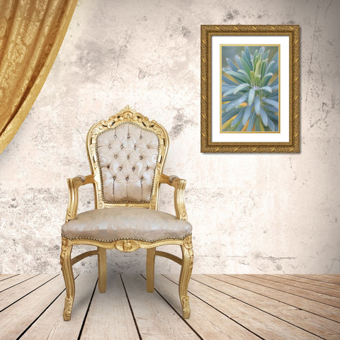 Euphorbia And Rain Drops II Gold Ornate Wood Framed Art Print with Double Matting by Mahan, Kathy