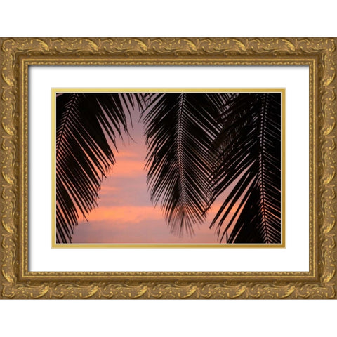 Palms at Sunset Gold Ornate Wood Framed Art Print with Double Matting by Millet, Karyn