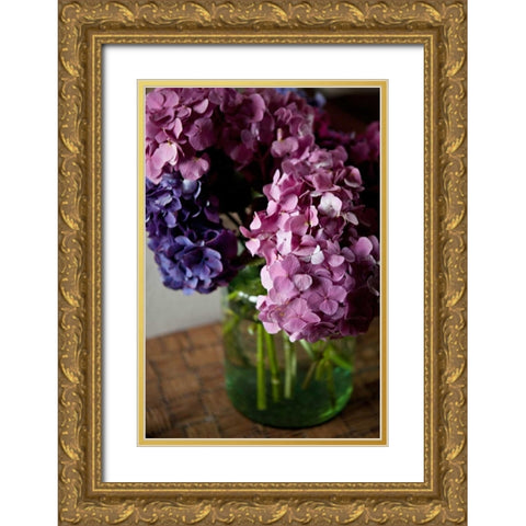 Hydrangeas VI Gold Ornate Wood Framed Art Print with Double Matting by Millet, Karyn