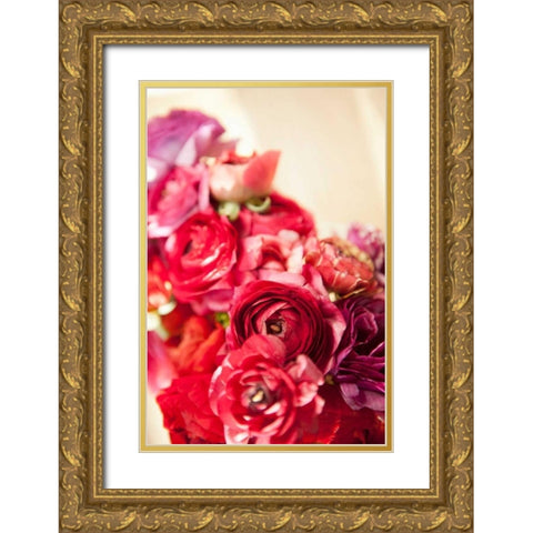 Peony Bouquet I Gold Ornate Wood Framed Art Print with Double Matting by Millet, Karyn