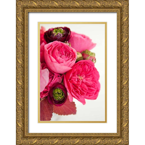 Peony Bouquet II Gold Ornate Wood Framed Art Print with Double Matting by Millet, Karyn