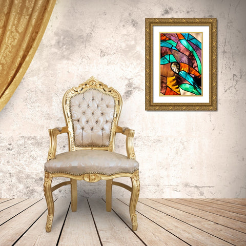 Stained Glass II Gold Ornate Wood Framed Art Print with Double Matting by Millet, Karyn