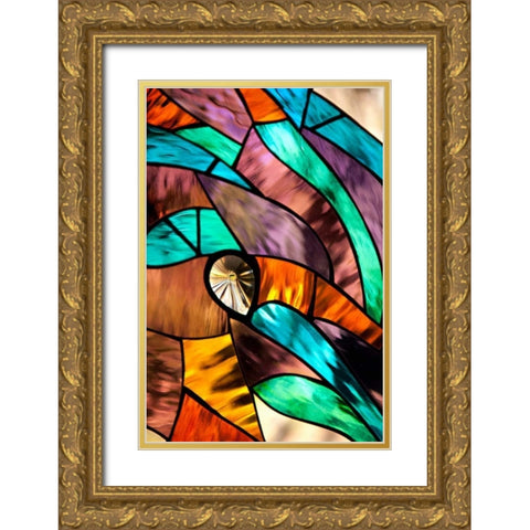 Stained Glass II Gold Ornate Wood Framed Art Print with Double Matting by Millet, Karyn