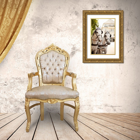 Bridled Horses Gold Ornate Wood Framed Art Print with Double Matting by Millet, Karyn