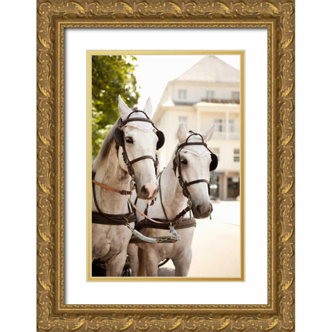 Bridled Horses Gold Ornate Wood Framed Art Print with Double Matting by Millet, Karyn