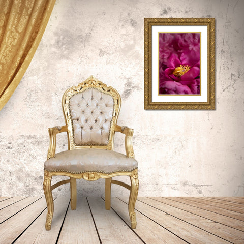 Fuchsia Peonies I Gold Ornate Wood Framed Art Print with Double Matting by Millet, Karyn