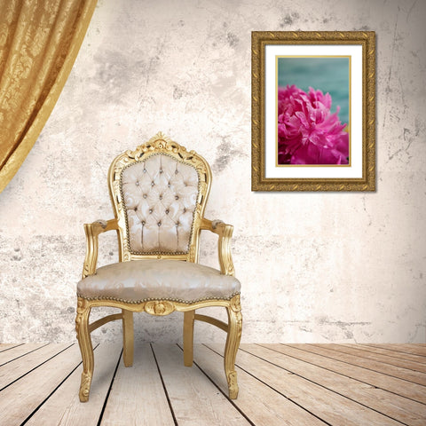 Fuchsia Peonies III Gold Ornate Wood Framed Art Print with Double Matting by Millet, Karyn