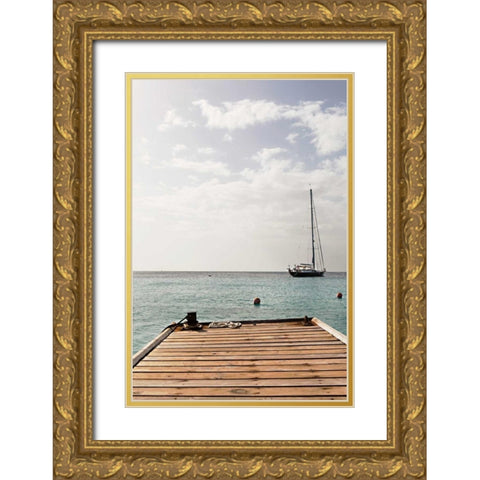 Dock View II Gold Ornate Wood Framed Art Print with Double Matting by Millet, Karyn