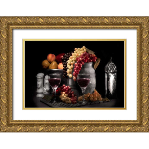 Wine and Fruit Gold Ornate Wood Framed Art Print with Double Matting by McNemar, C. Thomas