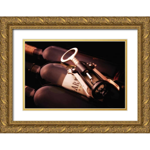 Wine and Corkscrew Gold Ornate Wood Framed Art Print with Double Matting by McNemar, C. Thomas