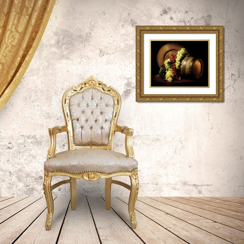 Wine Grapes Gold Ornate Wood Framed Art Print with Double Matting by McNemar, C. Thomas