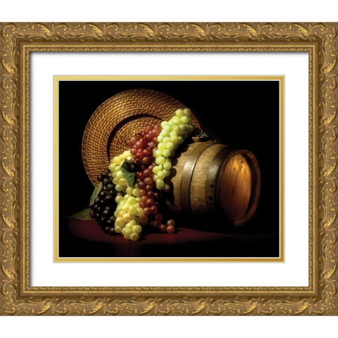Wine Grapes Gold Ornate Wood Framed Art Print with Double Matting by McNemar, C. Thomas