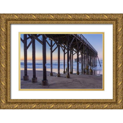 San Simeon Pier II Gold Ornate Wood Framed Art Print with Double Matting by Peterson, Lee