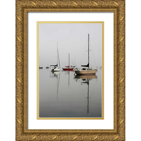 Red Sailboat I Gold Ornate Wood Framed Art Print with Double Matting by Putman, Tammy