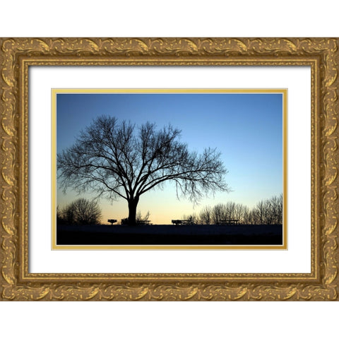 Longview October Sunset Gold Ornate Wood Framed Art Print with Double Matting by Putman, Tammy