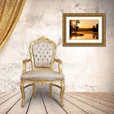 Winchester Lake II Gold Ornate Wood Framed Art Print with Double Matting by Stefko, Bob