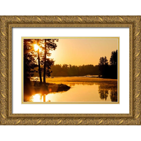 Winchester Lake II Gold Ornate Wood Framed Art Print with Double Matting by Stefko, Bob