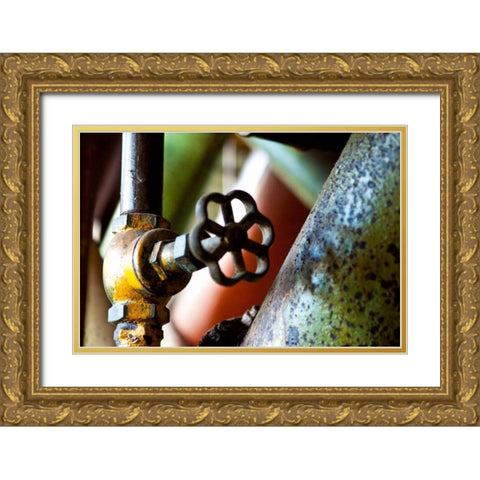 Pipe and Valve Gold Ornate Wood Framed Art Print with Double Matting by Styber, Dana