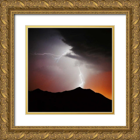 Summit Strike Sq. Gold Ornate Wood Framed Art Print with Double Matting by Taylor, Douglas