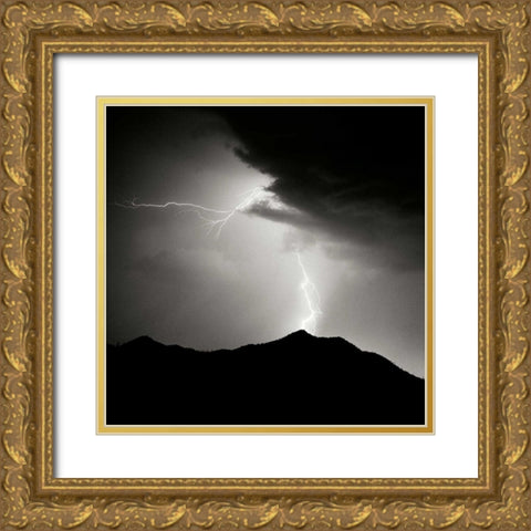 Summit Strike Sq. BW Gold Ornate Wood Framed Art Print with Double Matting by Taylor, Douglas