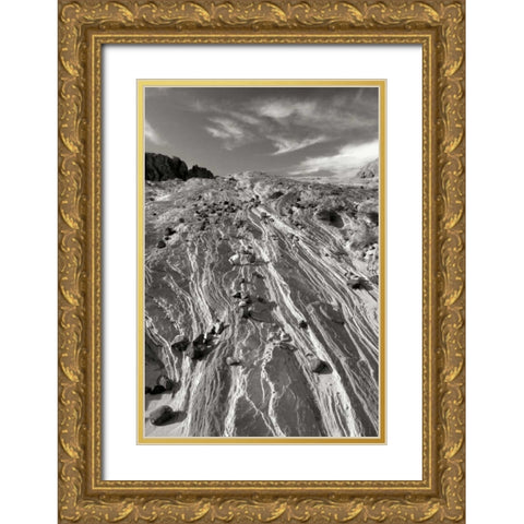 Apache Sandstone BW Gold Ornate Wood Framed Art Print with Double Matting by Taylor, Douglas