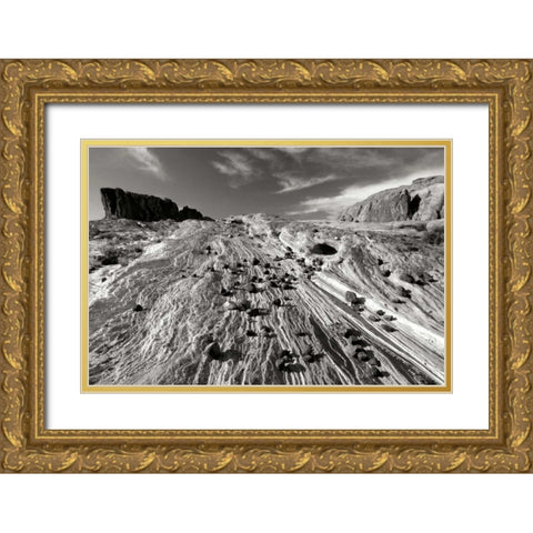 Sands of Time II BW Gold Ornate Wood Framed Art Print with Double Matting by Taylor, Douglas