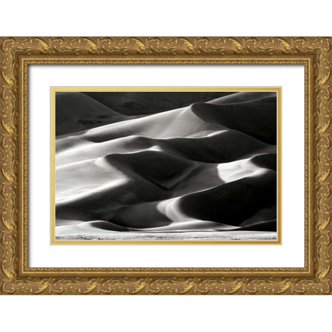 Great Sand Dunes II BW Gold Ornate Wood Framed Art Print with Double Matting by Taylor, Douglas