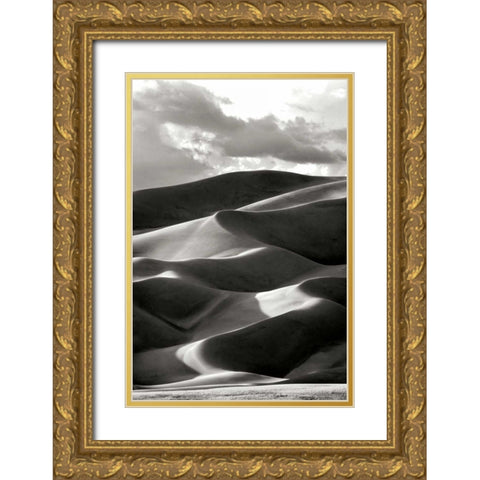 Great Sand Dunes III BW Gold Ornate Wood Framed Art Print with Double Matting by Taylor, Douglas