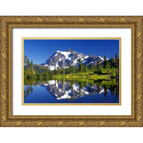 Shuksan Reflections I Gold Ornate Wood Framed Art Print with Double Matting by Taylor, Douglas