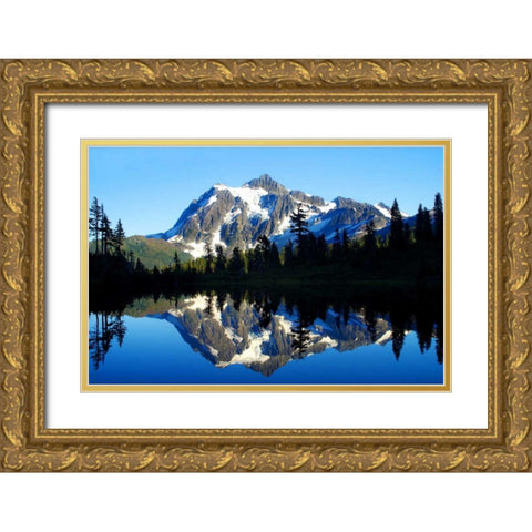 Shuksan Reflections II Gold Ornate Wood Framed Art Print with Double Matting by Taylor, Douglas