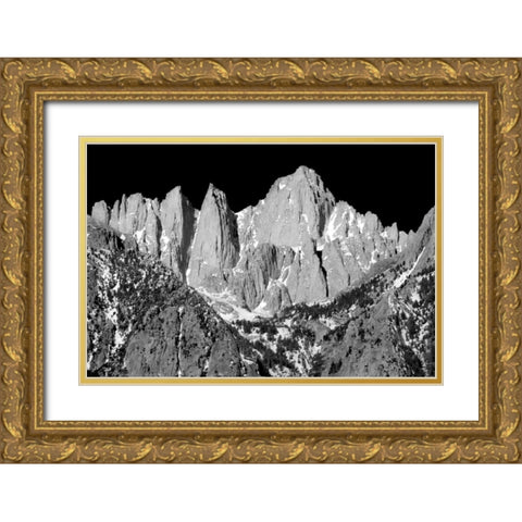 Mt. Whitney BW Gold Ornate Wood Framed Art Print with Double Matting by Taylor, Douglas