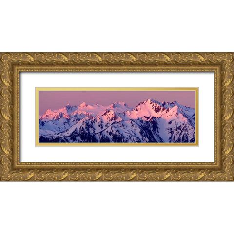 Alpenglow on Mt. Olympus Gold Ornate Wood Framed Art Print with Double Matting by Taylor, Douglas