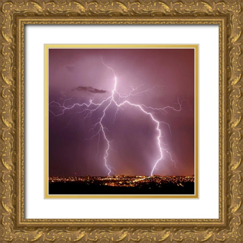Urban Lightning I Gold Ornate Wood Framed Art Print with Double Matting by Taylor, Douglas