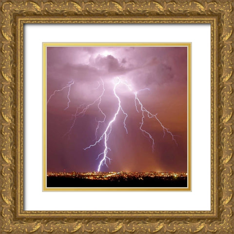 Urban Lightning II Gold Ornate Wood Framed Art Print with Double Matting by Taylor, Douglas