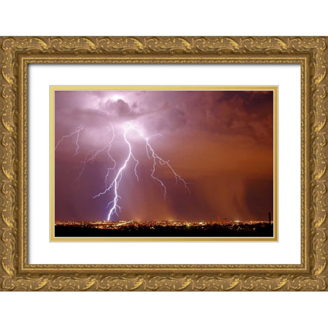 Urban Storm Gold Ornate Wood Framed Art Print with Double Matting by Taylor, Douglas